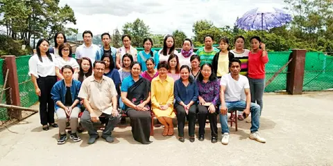 RAISE NE team (Ms. Bertha, Ms. Larisa & Mr. Sobu from Bethany Society, Shillong) visit to Cherry Blossoms School. pic with CBS Staffs, SSA teachers and CBR team.