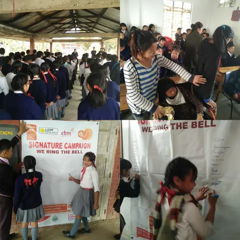 Glimpses of 'Ring the Bell' activity conducted in 5 SSA Schools before the festival.